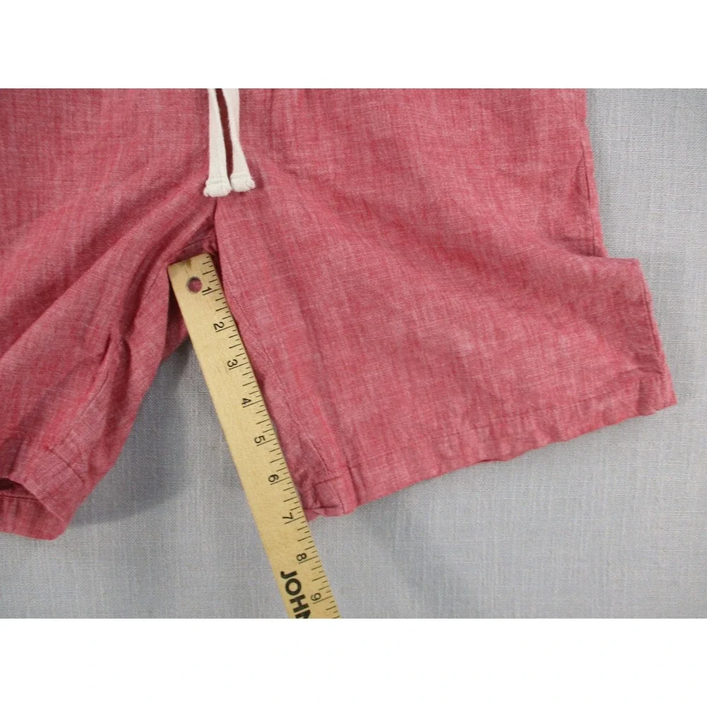 Banana Republic Mens Red Cotton Chambray Elastic Waist Drawstring Shorts Size M